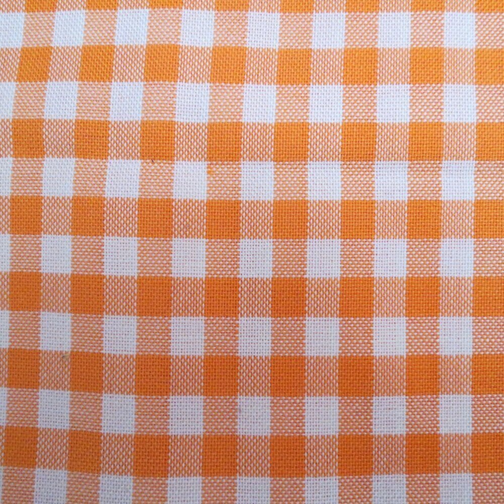 Vintage 3 yards Orange Check Woven Bottom Weight Fabric Craft Material #815